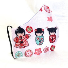 Load image into Gallery viewer, Japanese Dolls on Pink Mask