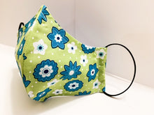 Load image into Gallery viewer, Flowers Design - Different shapes of Flowers on Lime Green Mask