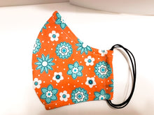 Load image into Gallery viewer, Flowers Design - Different shapes of Flowers on Salmon colored Mask