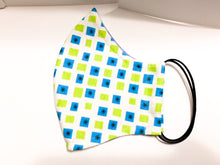 Load image into Gallery viewer, Geometric Shape - Green/Blue squares Mask