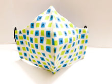 Load image into Gallery viewer, Geometric Shape - Green/Blue squares Mask
