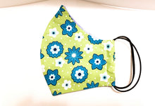 Load image into Gallery viewer, Flowers Design - Different shapes of Flowers on Lime Green Mask