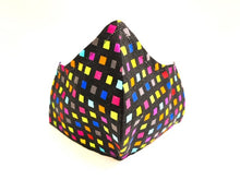 Load image into Gallery viewer, Geometric Shapes - Black Multicolor Squares Mask