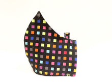 Load image into Gallery viewer, Geometric Shapes - Black Multicolor Squares Mask