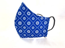Load image into Gallery viewer, Geometric Diamond Shape - White Daisies on Blue Mask