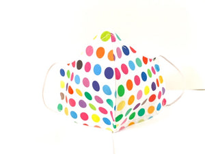 Geometric - Multicolor dots on white, an eye-catching piece.